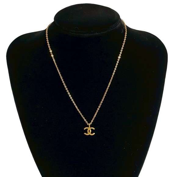 CHANEL Vintage Gold Logo Necklace - Picture 1 of 4